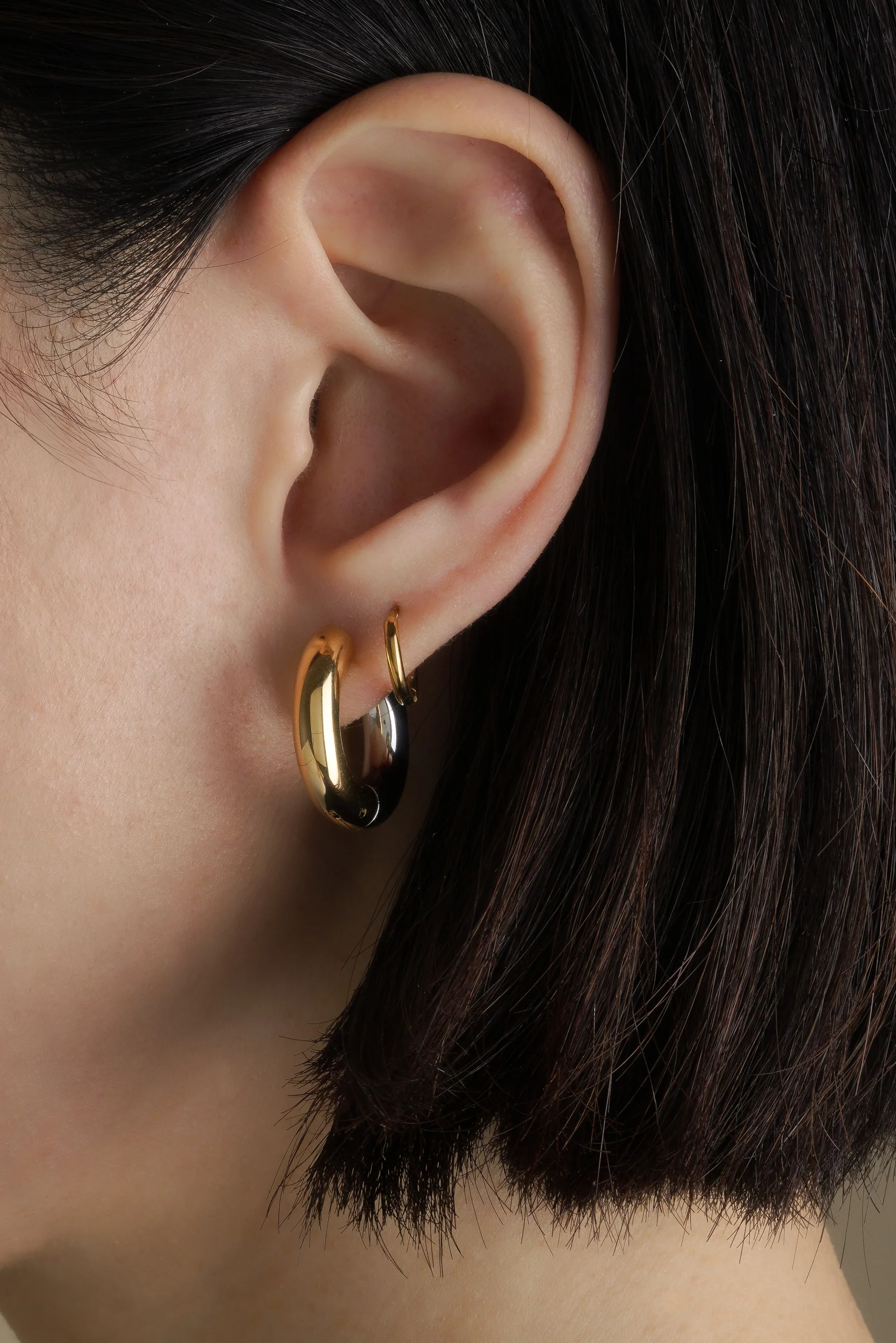 Dual Metal Chunky Infinity Hoops (Pair) - Image 4