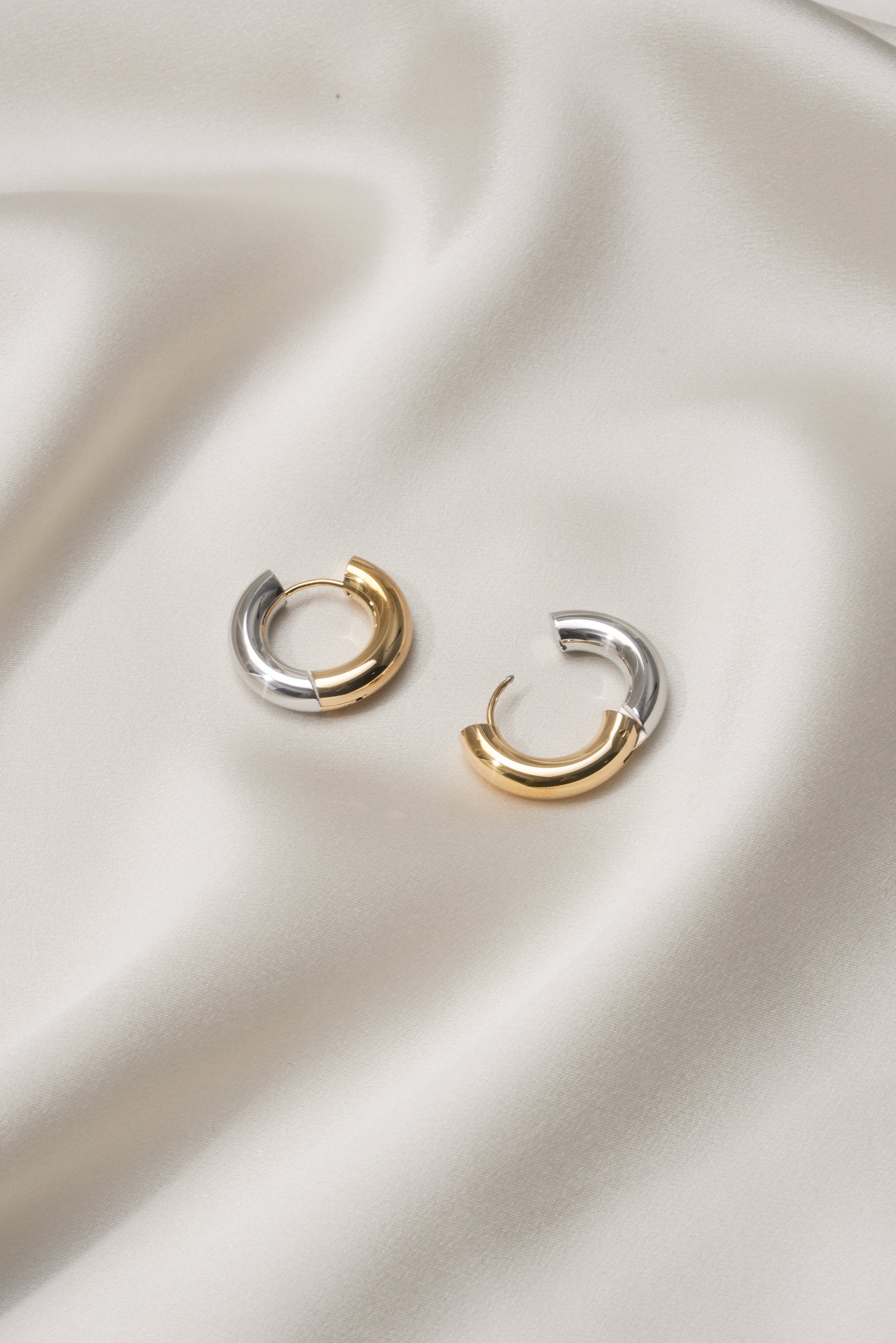Dual Metal Chunky Infinity Hoops (Pair) - Image 5