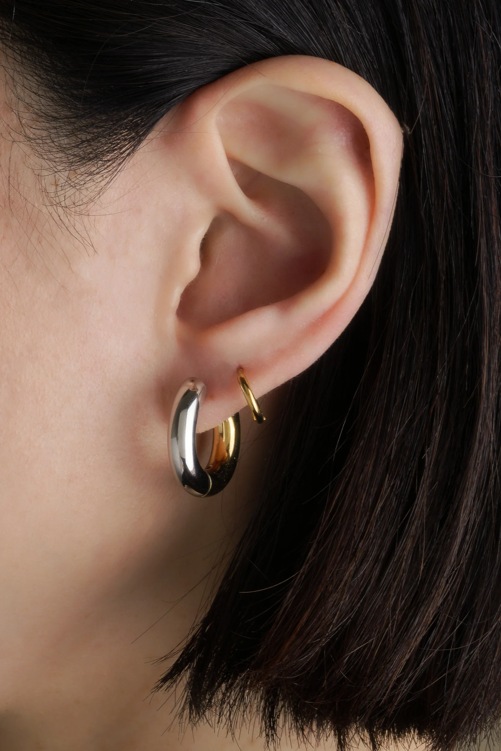 Dual Metal Chunky Infinity Hoops (Pair) - Image 6