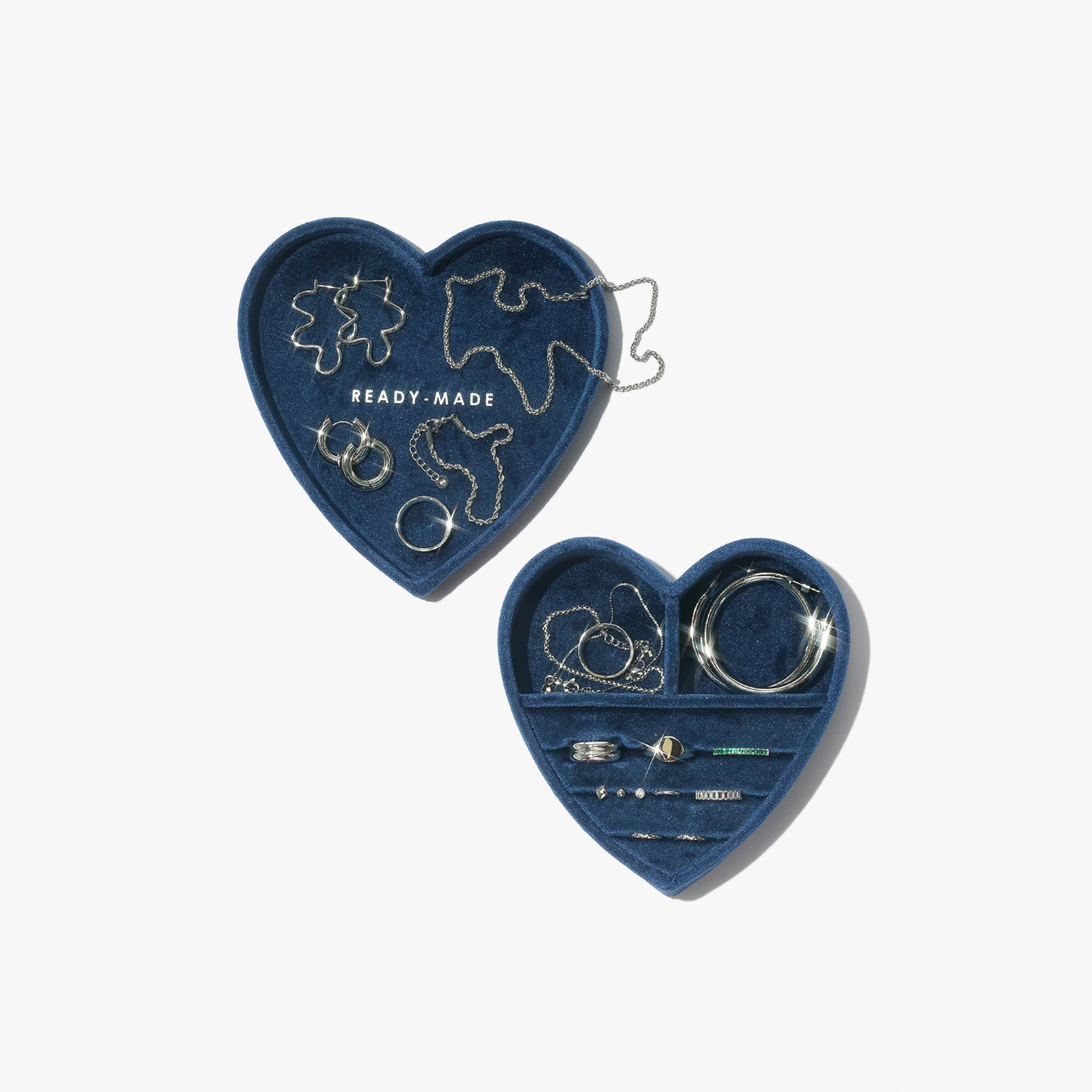 Heart Jewelry Box With Lid - Navy Blue - Image 2